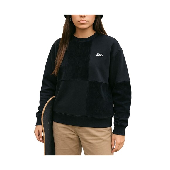 Vans X Fabiana Delfino Sweatshirt Women M Black Corduroy Blocked Patchwork Skate - Picture 1 of 10